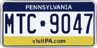 PA license plate MTC9047