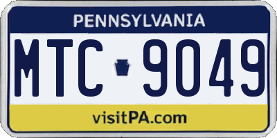 PA license plate MTC9049