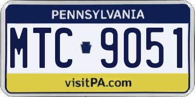 PA license plate MTC9051