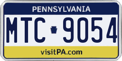 PA license plate MTC9054