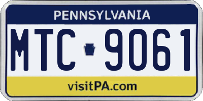 PA license plate MTC9061