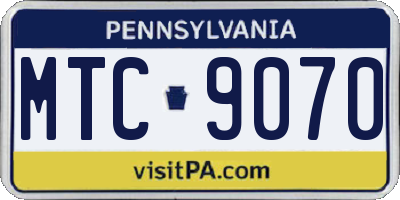 PA license plate MTC9070