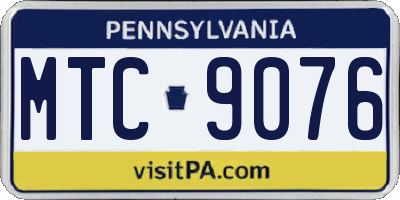 PA license plate MTC9076