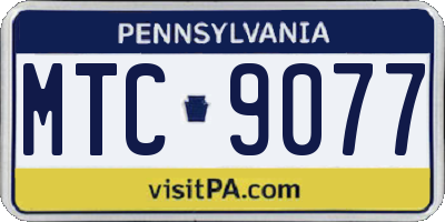 PA license plate MTC9077