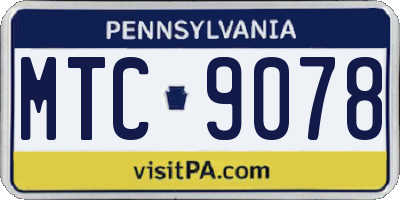 PA license plate MTC9078