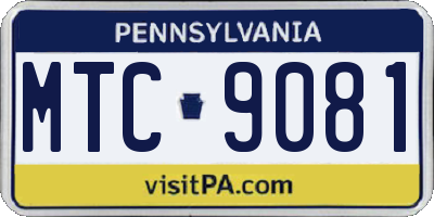 PA license plate MTC9081
