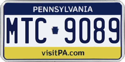 PA license plate MTC9089