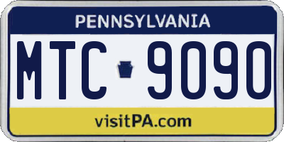 PA license plate MTC9090