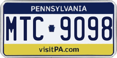 PA license plate MTC9098