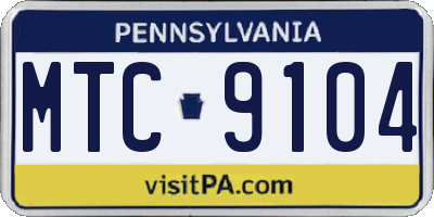PA license plate MTC9104