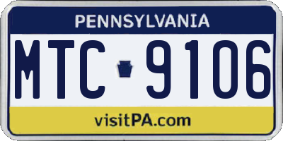 PA license plate MTC9106