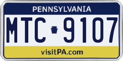PA license plate MTC9107