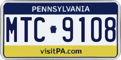 PA license plate MTC9108