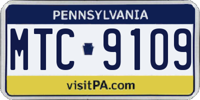 PA license plate MTC9109