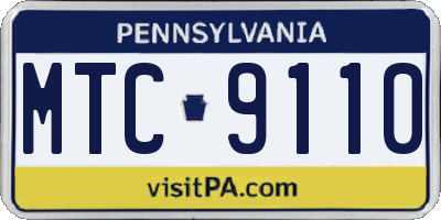 PA license plate MTC9110
