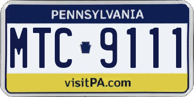 PA license plate MTC9111