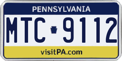 PA license plate MTC9112