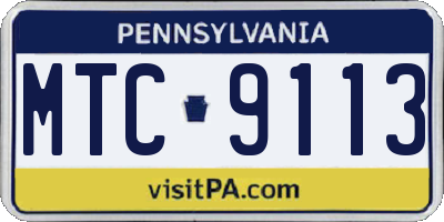 PA license plate MTC9113