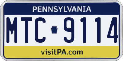 PA license plate MTC9114
