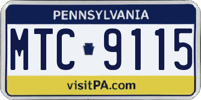 PA license plate MTC9115