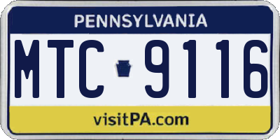 PA license plate MTC9116