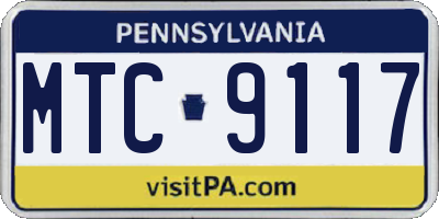 PA license plate MTC9117
