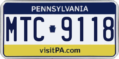 PA license plate MTC9118
