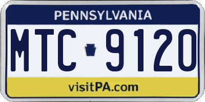 PA license plate MTC9120