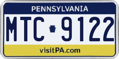 PA license plate MTC9122
