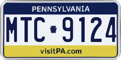 PA license plate MTC9124