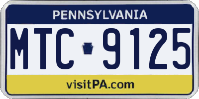 PA license plate MTC9125