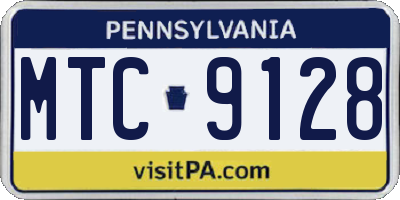 PA license plate MTC9128