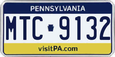 PA license plate MTC9132