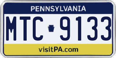 PA license plate MTC9133