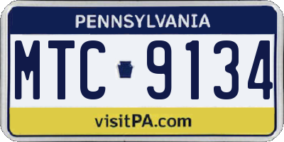 PA license plate MTC9134