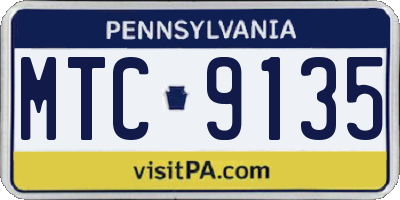PA license plate MTC9135
