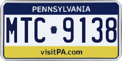PA license plate MTC9138