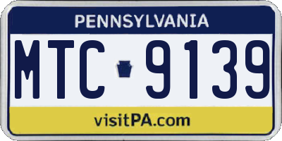 PA license plate MTC9139