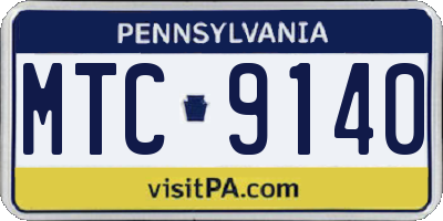 PA license plate MTC9140