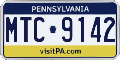 PA license plate MTC9142