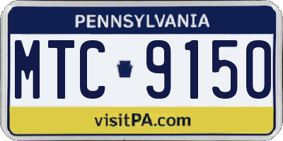 PA license plate MTC9150