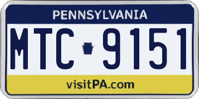 PA license plate MTC9151