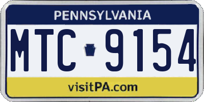 PA license plate MTC9154
