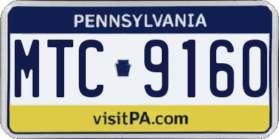 PA license plate MTC9160