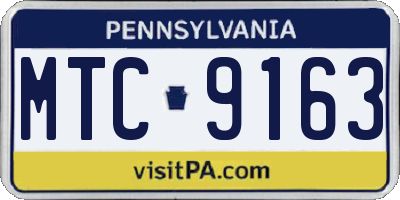 PA license plate MTC9163