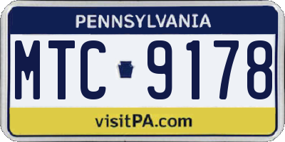 PA license plate MTC9178