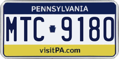PA license plate MTC9180