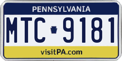 PA license plate MTC9181