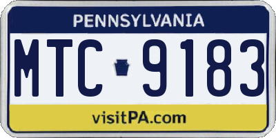 PA license plate MTC9183