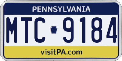 PA license plate MTC9184